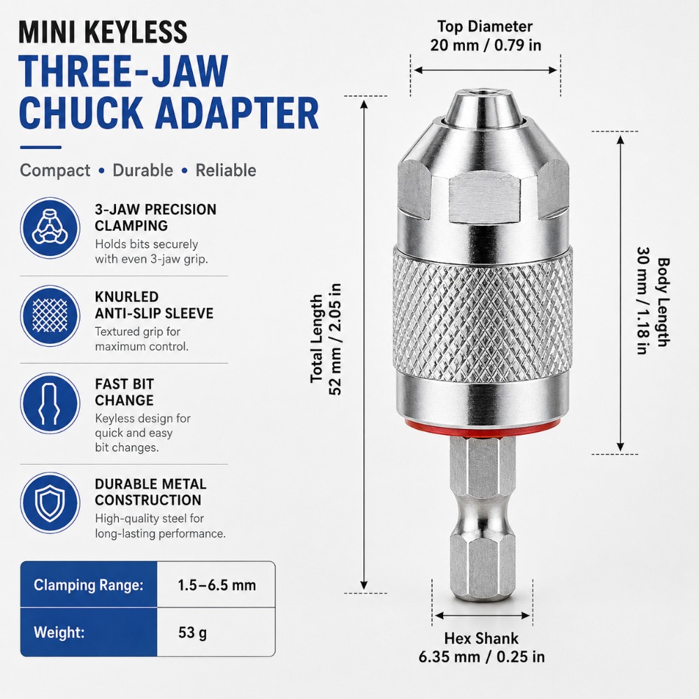 3 Jaw Drill Chuck Adapter with - огляд і ціна Woodworking Power Tools